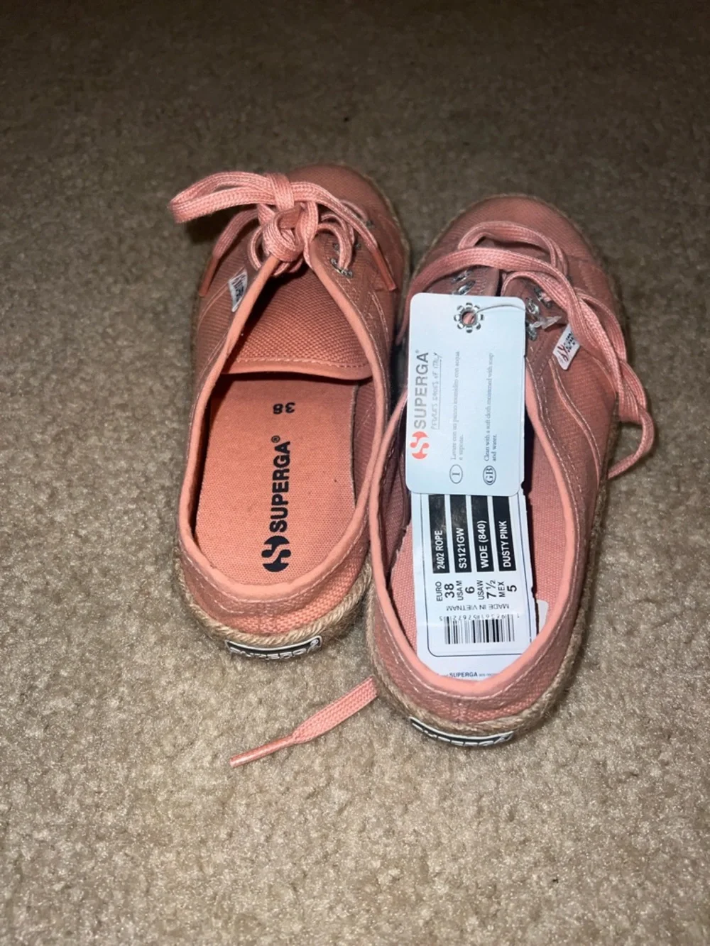 Coral Canvas Lace-Up Espadrille Sneakers - Women